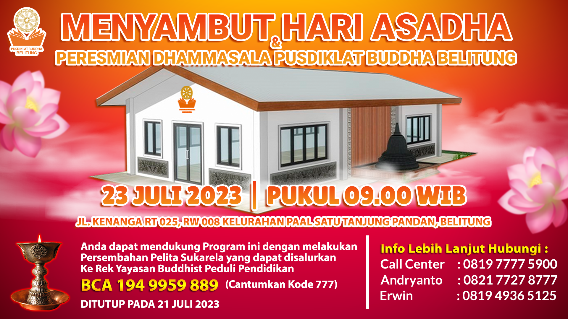 Peresmian Dhammasala Belitung di Bulan Asadha 2023